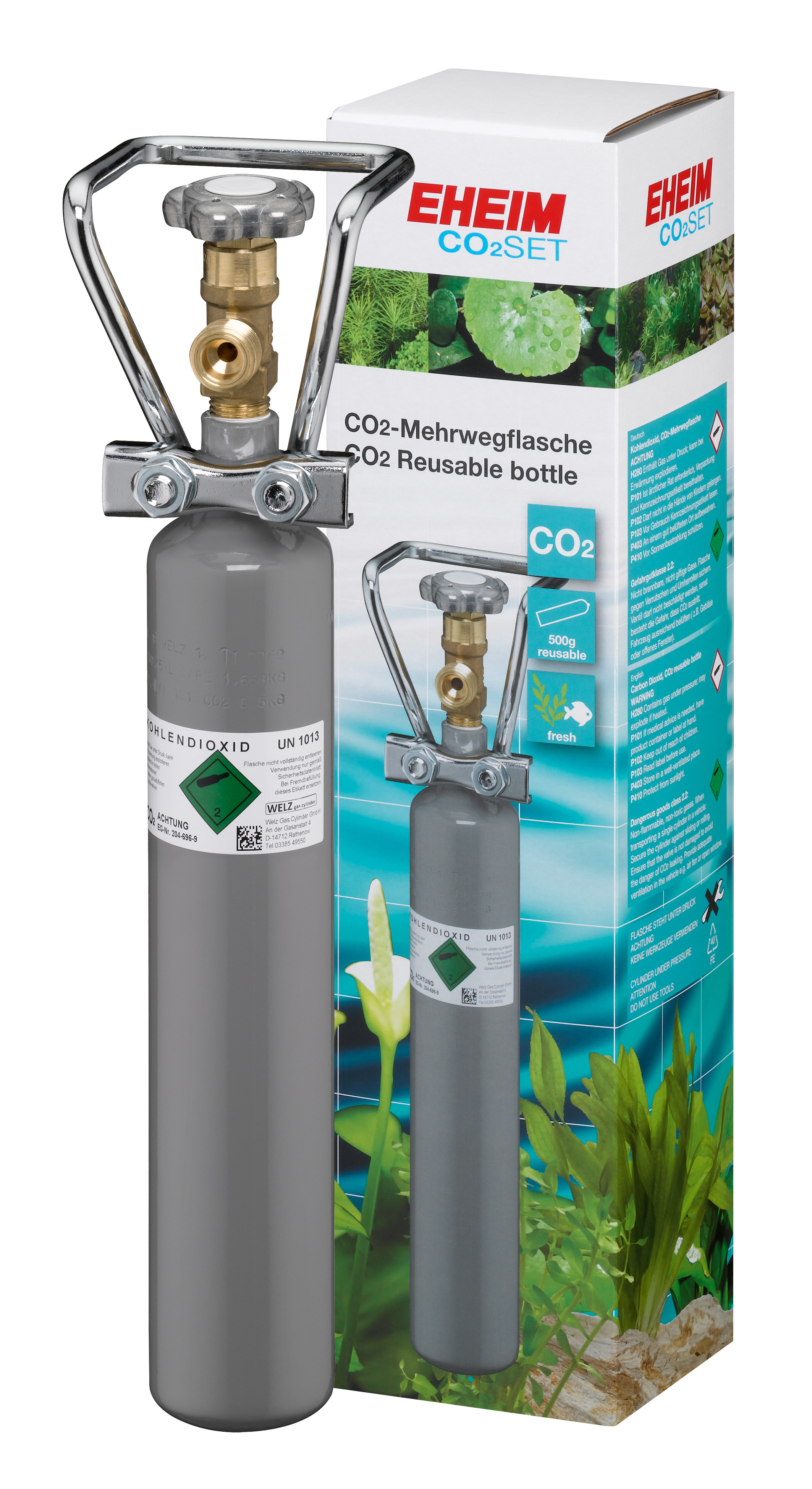 EHEIM CO2 Flasche 500g, Mehrweg mit Flaschenhalter
